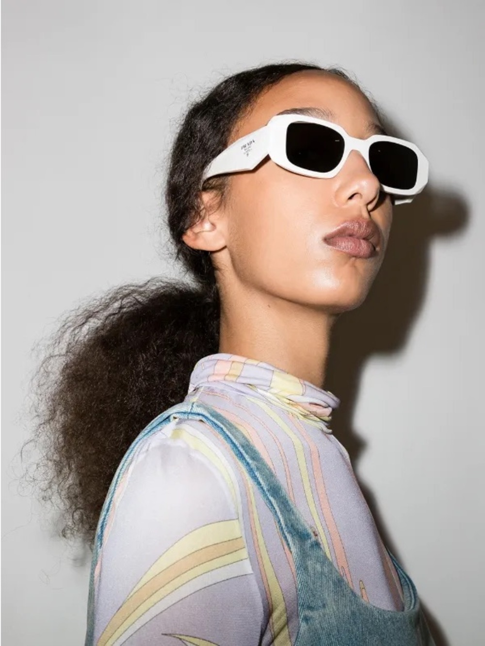 Prada White Sunglasses with Black Lenses